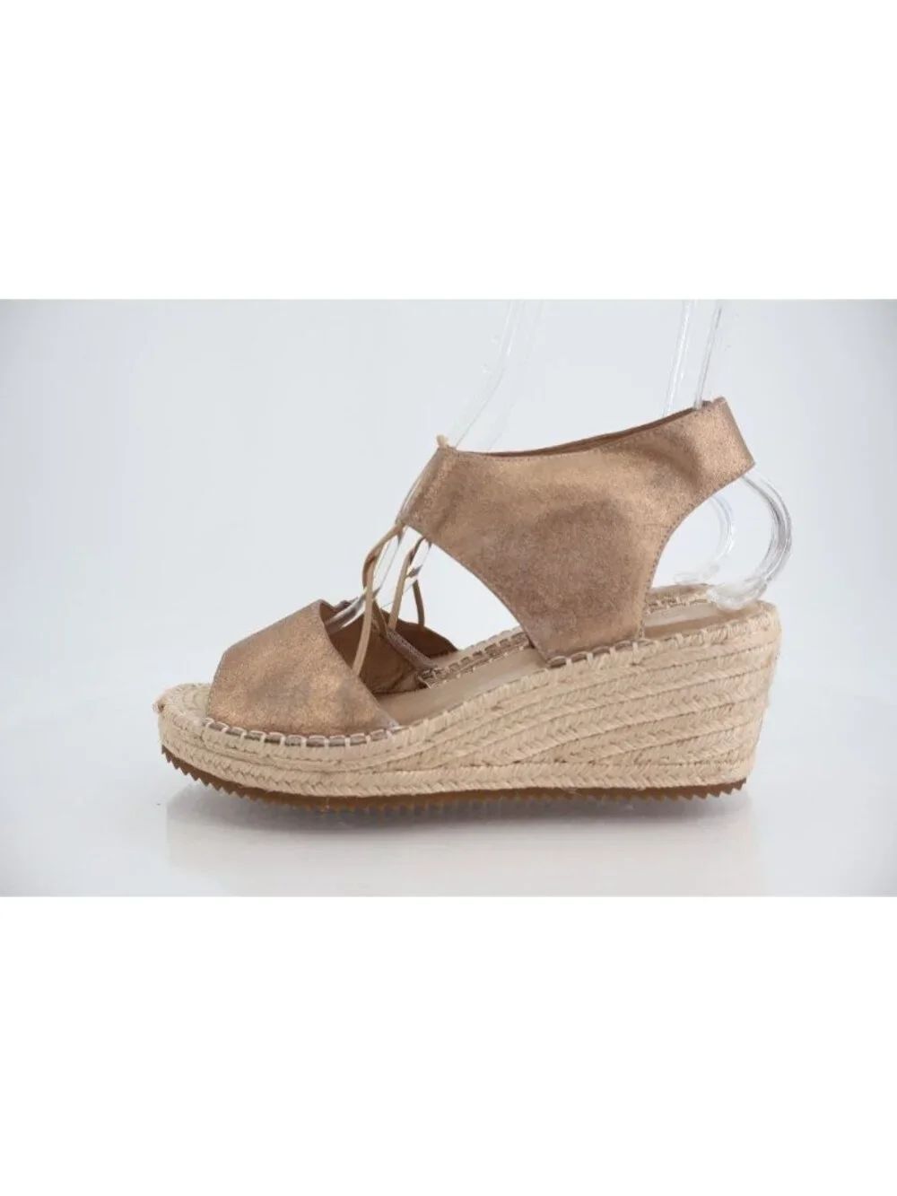 Eileen Fisher Women's Agnes Sandal Size 10 Espadrille Platform Wedge Heel Gold - Picture 5 of 13